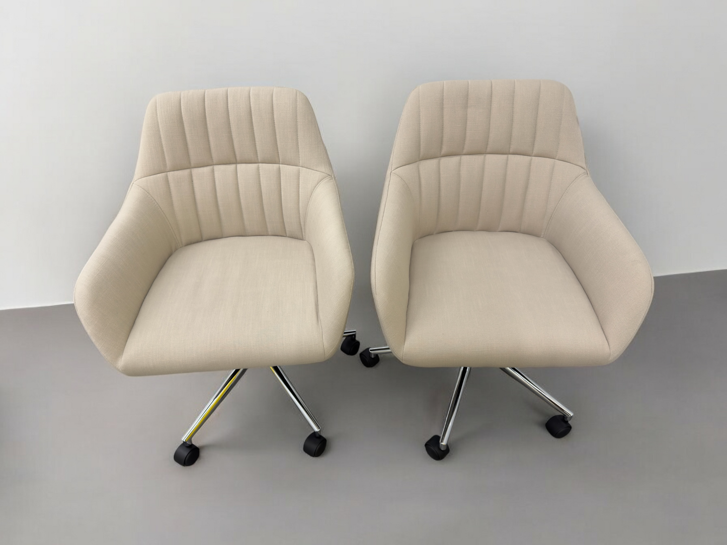 Cotswold Company Upholstered Office Chairs Stone Linen With Stylish Chrome Base RRP £358