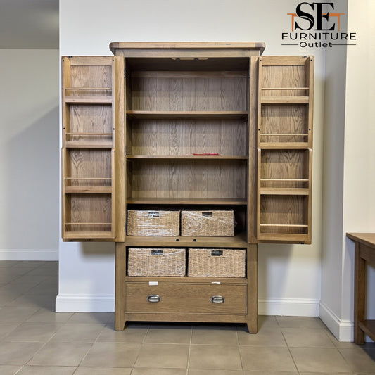 Solid Smoked Oak Double Larder with  Storage Baskets RRP £1199