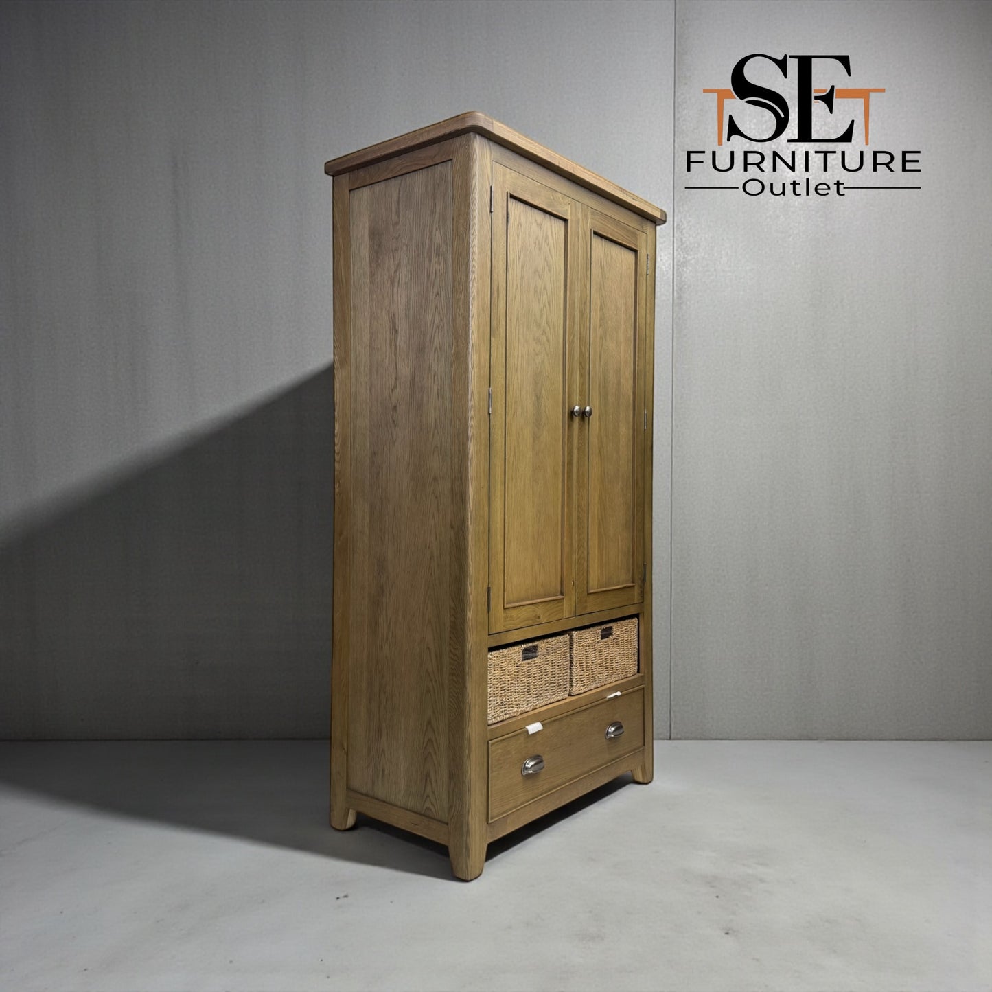 Solid Smoked Oak Double Larder with  Storage Baskets RRP £1199
