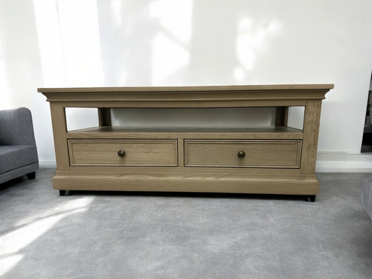 OAK FURNITURELAND WEATHERED OAK 2 DRAWER COFFEE TABLE BURLEIGH RANGE RRP £479