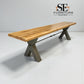 Natural Solid Oak & Metal Dining Bench Brooklyn Range From Oak Furnitureland RRP £550