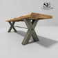 Natural Solid Oak & Metal Dining Bench Brooklyn Range From Oak Furnitureland RRP £550