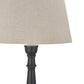 DELANEY GREY DROPLET FLOOR LAMP WITH LINEN SHADE