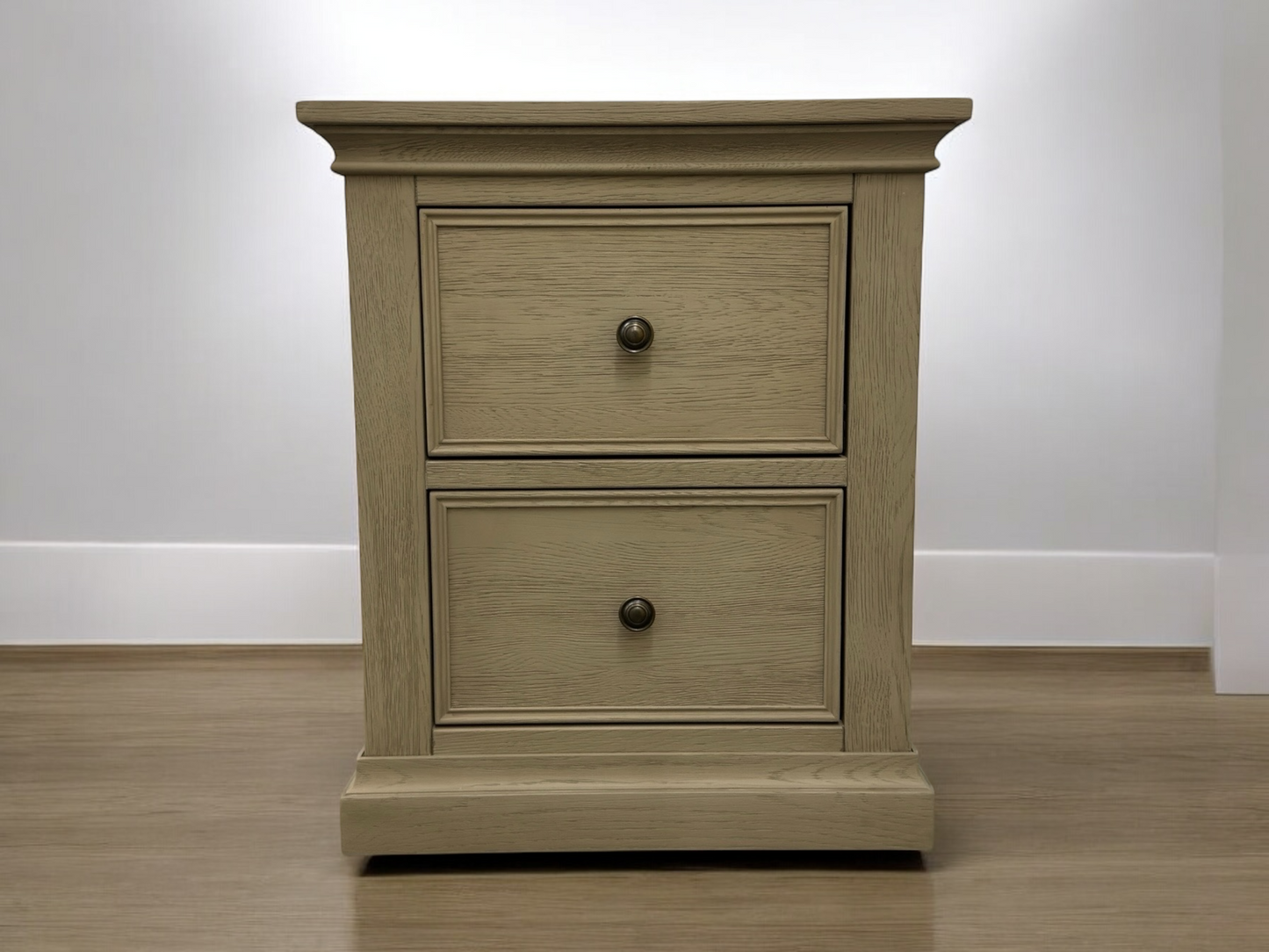 Oak Furnitureland Weathered Oak 2 Drawer Bedside Table Burleigh Range RRP £299