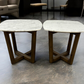 Oak Furnitureland Solid Acacia & Luxury Italian Carrara Marble Top Side Tables RRP £458