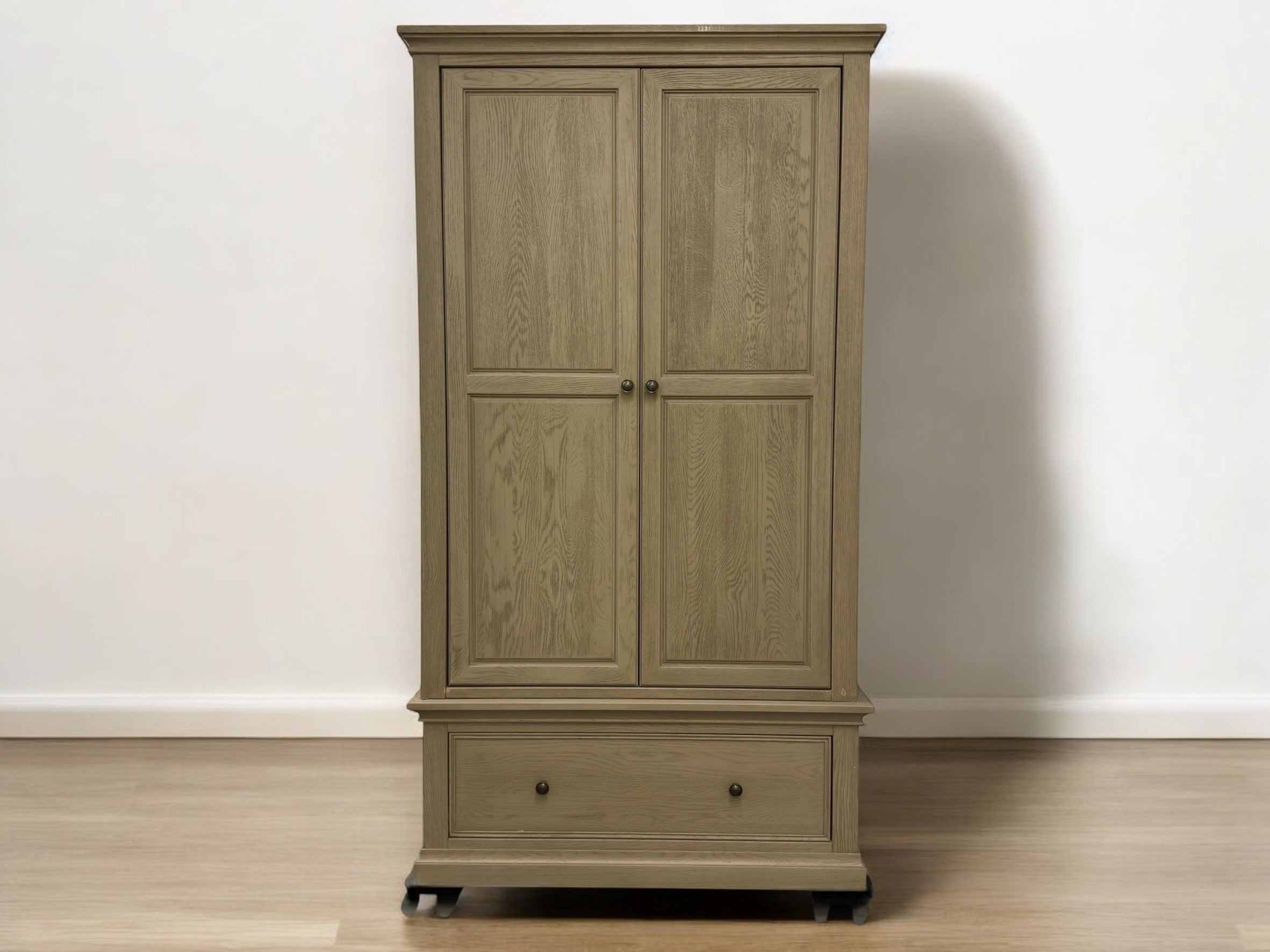 Oak Furnitureland Weathered Oak Double Wardrobe with Glass