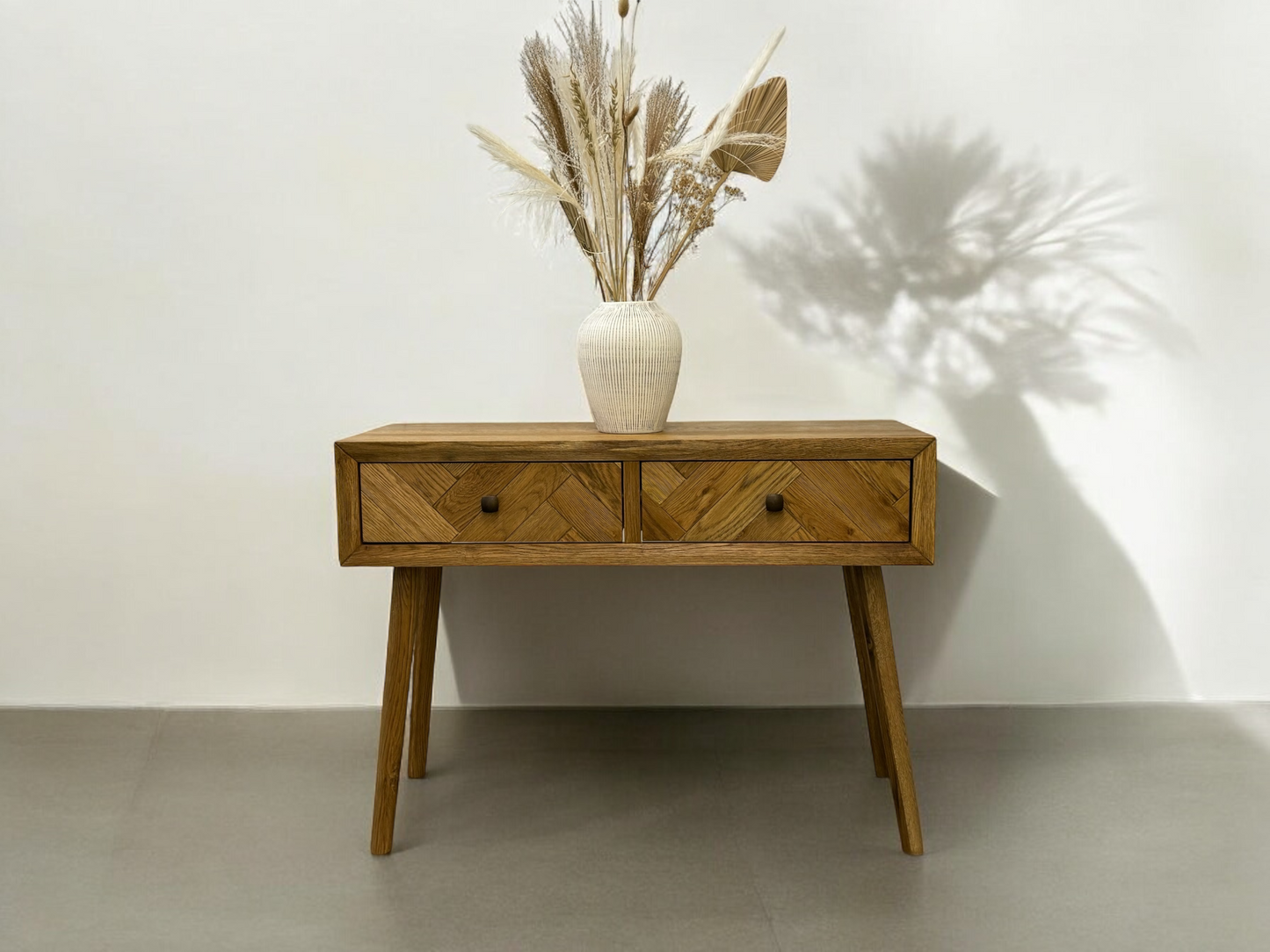 Oak Furnitureland Brushed &Glazed Solid Oak Console Table Parquet Range RRP £389