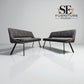 Set of 2 Black Metal & Dark Grey Fabric Bench Nico Range From Oak Furnitureland RRP £800 Each