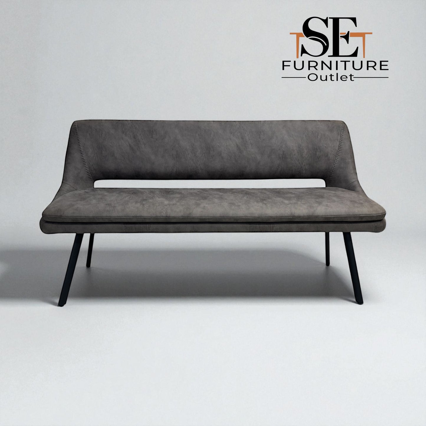 Set of 2 Black Metal & Dark Grey Fabric Bench Nico Range From Oak Furnitureland RRP £800 Each