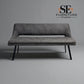 Set of 2 Black Metal & Dark Grey Fabric Bench Nico Range From Oak Furnitureland RRP £800 Each