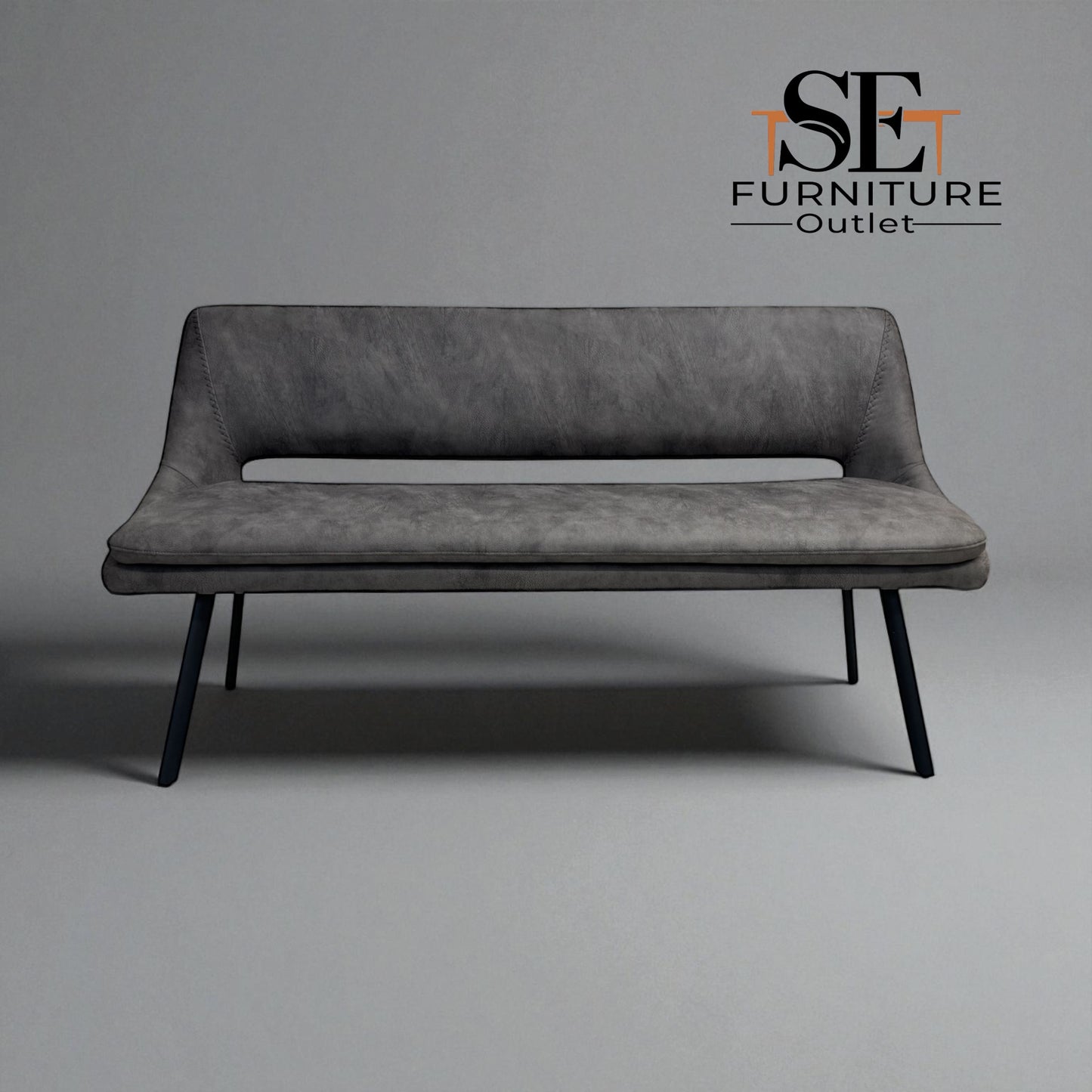 Set of 2 Black Metal & Dark Grey Fabric Bench Nico Range From Oak Furnitureland RRP £800 Each