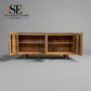 Chunky Solid Acacia Wood Live Edge 4-Door Extra Large Sideboard with Gun Metal Legs RRP £1299