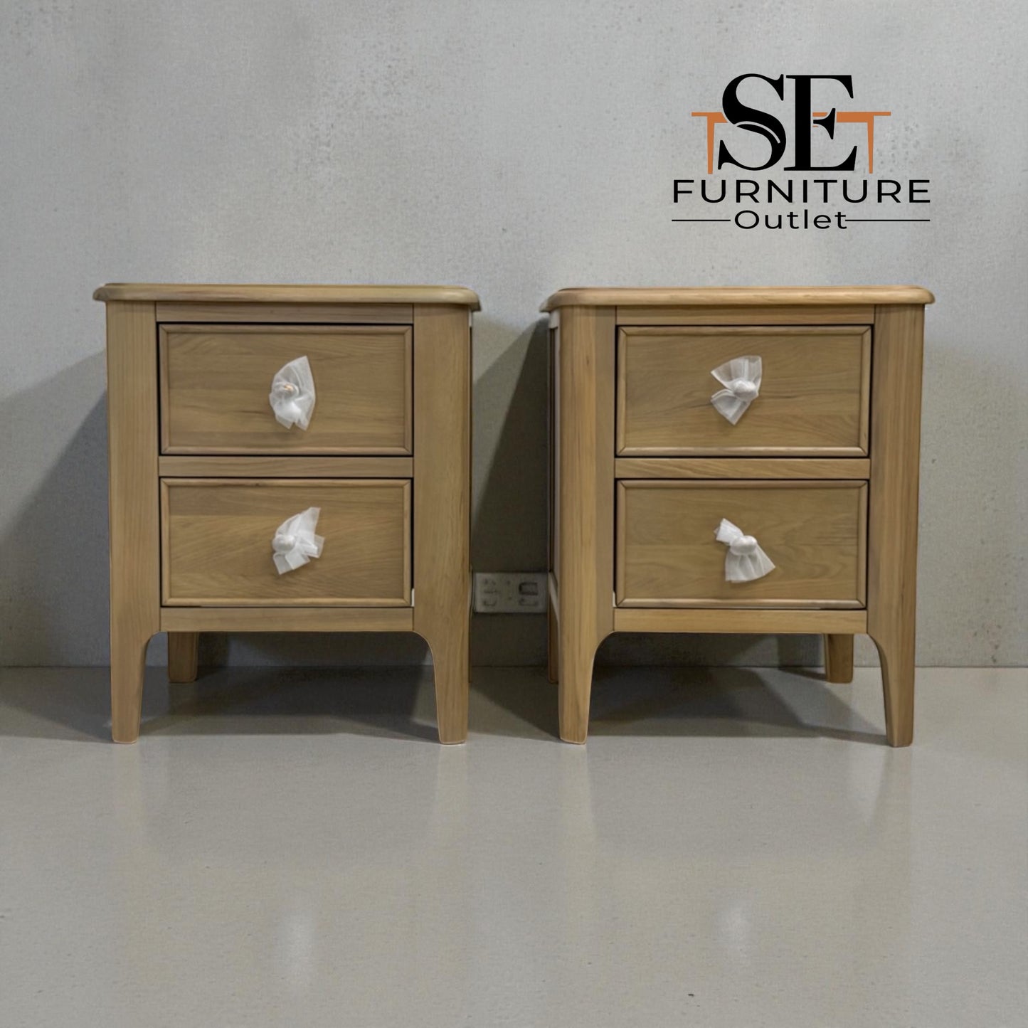Light Natural Solid Oak 2 Drawer Bedside Tables Newton Range From Oak Furnitureland RRP £498