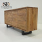Chunky Solid Acacia Wood Live Edge 4-Door Extra Large Sideboard with Gun Metal Legs RRP £1299