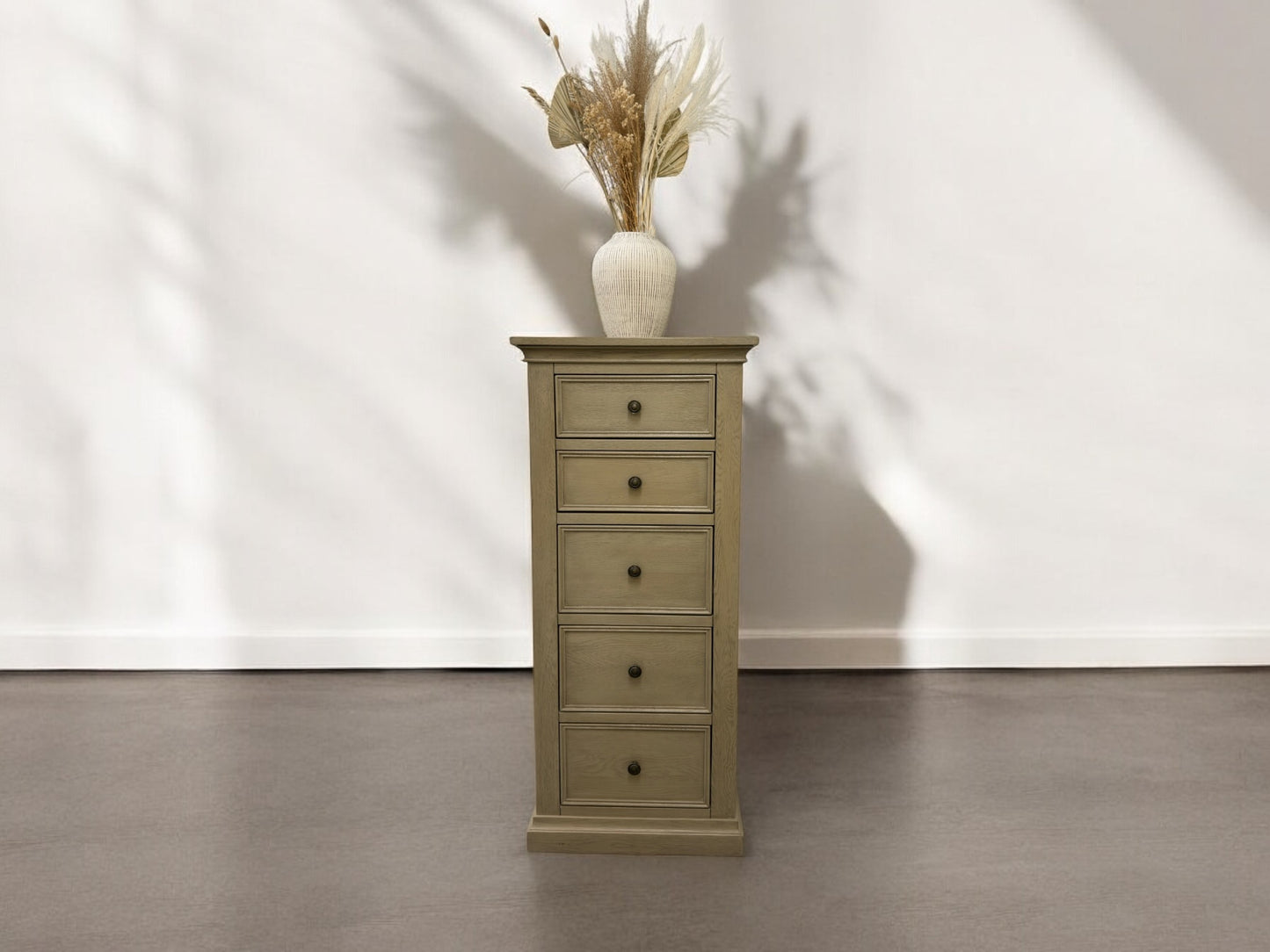 Oak Furnitureland Weathered Oak 5 Drawer Tallboy Burleigh Range RRP £569