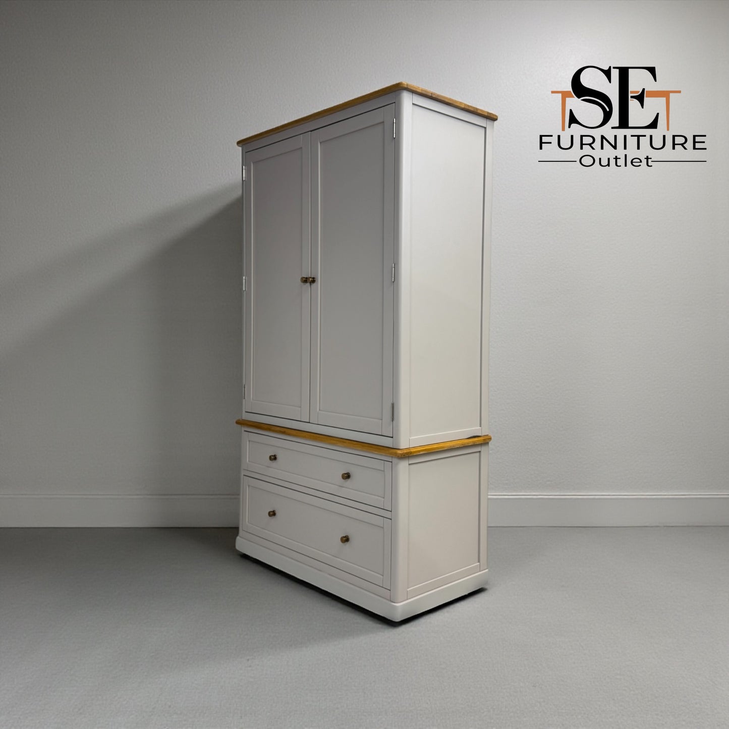 Natural Solid Oak & Painted Double Larder, Henley Range From Oak Furnitureland RRP £1599