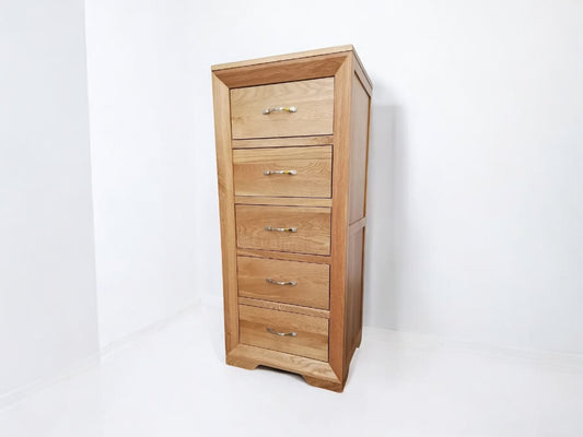 Oak Furnitureland Natural Solid Oak Tallboy Bevel Range RRP £429