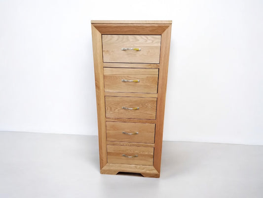 Oak Furnitureland Natural Solid Oak Tallboy Bevel Range RRP £429