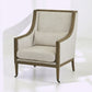 ALBURY IVORY FABRIC & WOODEN FRAME ARMCHAIR ON WHEELS