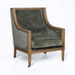 ALBURY OLIVE GREEN FABRIC & WOODEN FRAME ARMCHAIR ON WHEELS