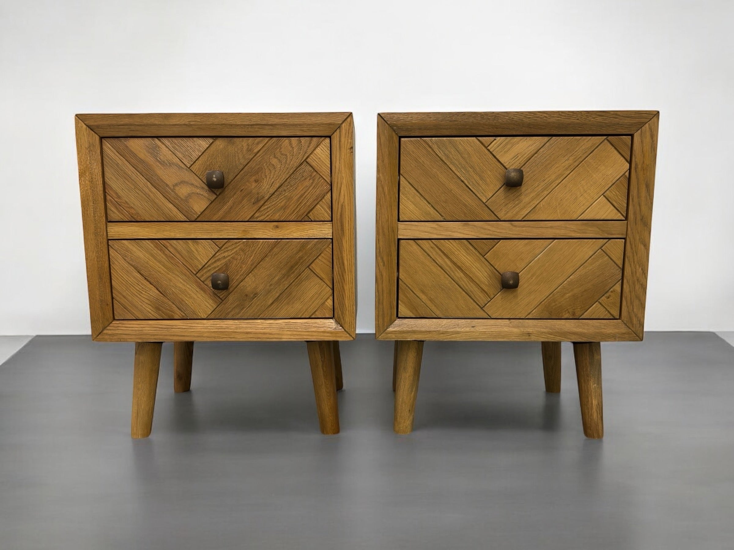 Oak Furnitureland Brushed Glazed Solid Oak 2 Drawer Bedside Table Pa SE Furniture Outlet