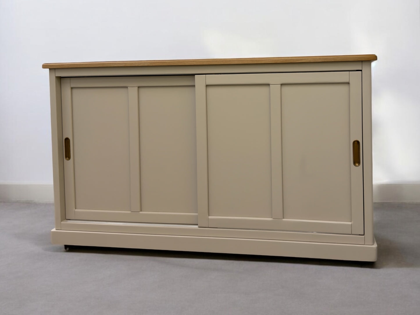 Oak Furnitureland Oak Top & Grey Painted Sideboard with Brass Coloured Hardware Henley Range RRP £649