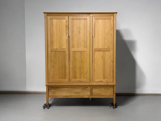 Oak Furnitureland Natural Solid Oak Triple Wardrobe Copenhagen Range RRP £1499