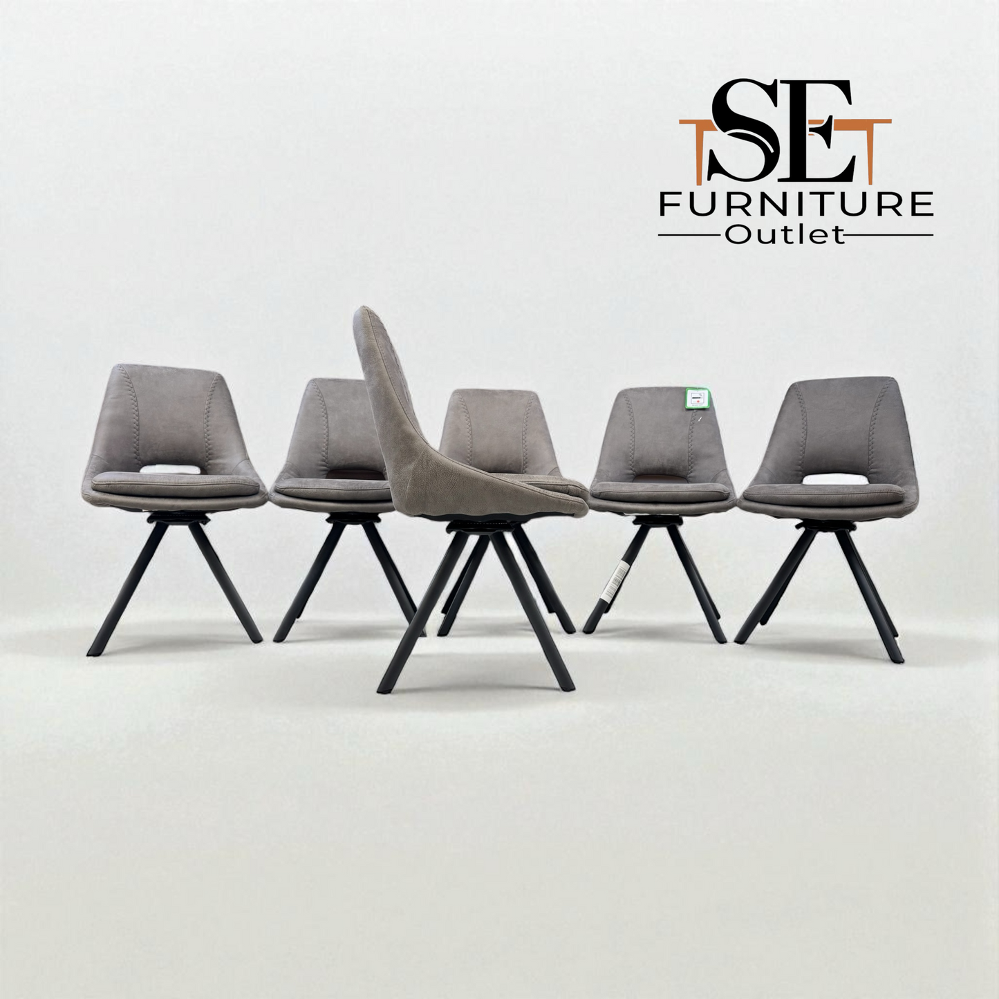 Set of 6 Dark Grey Suede Look Swivel Dining Chairs, From Oak Furnitureland RRP £260 Each