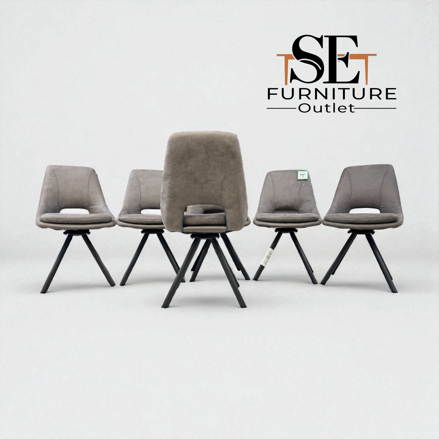 Set of 6 Dark Grey Suede Look Swivel Dining Chairs, From Oak Furnitureland RRP £260 Each
