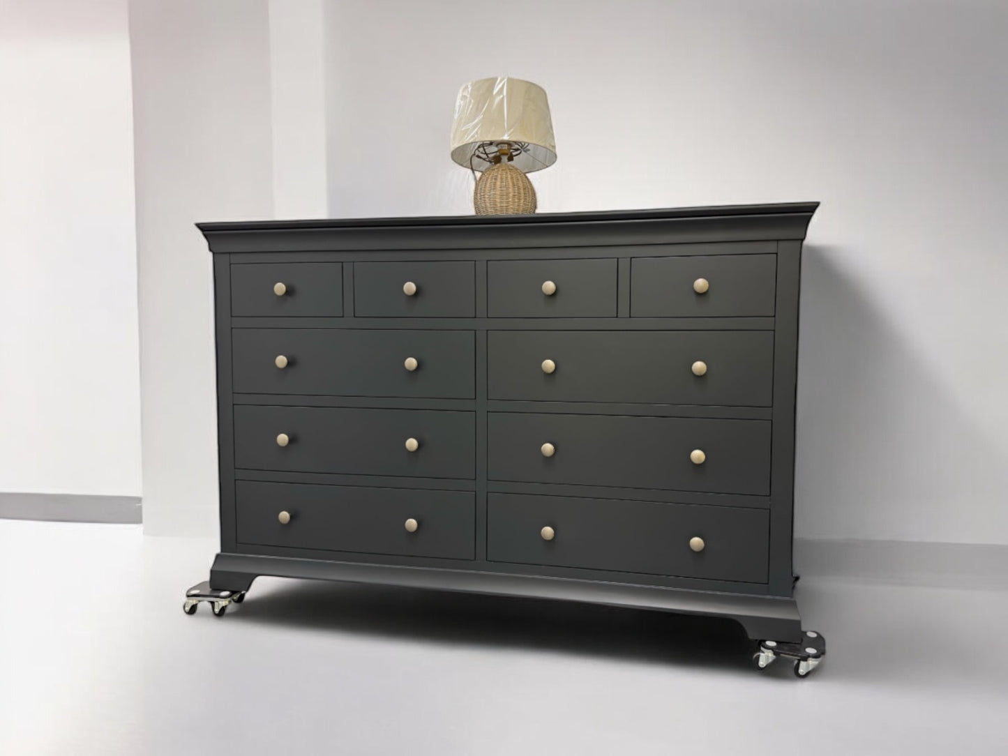 Solid Wood Frame & Dusky Black Painted 10 Drawer  Chest RRP £999