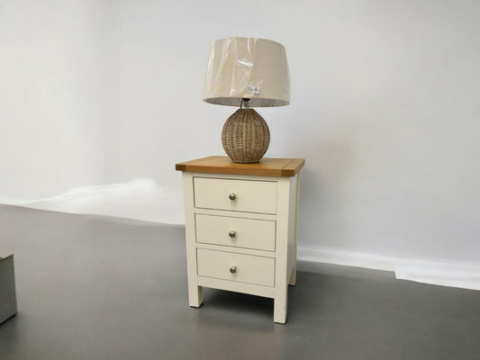 Cotswold Company Oak Top & Classic Cream Painted 3 Drawer Bedside Table