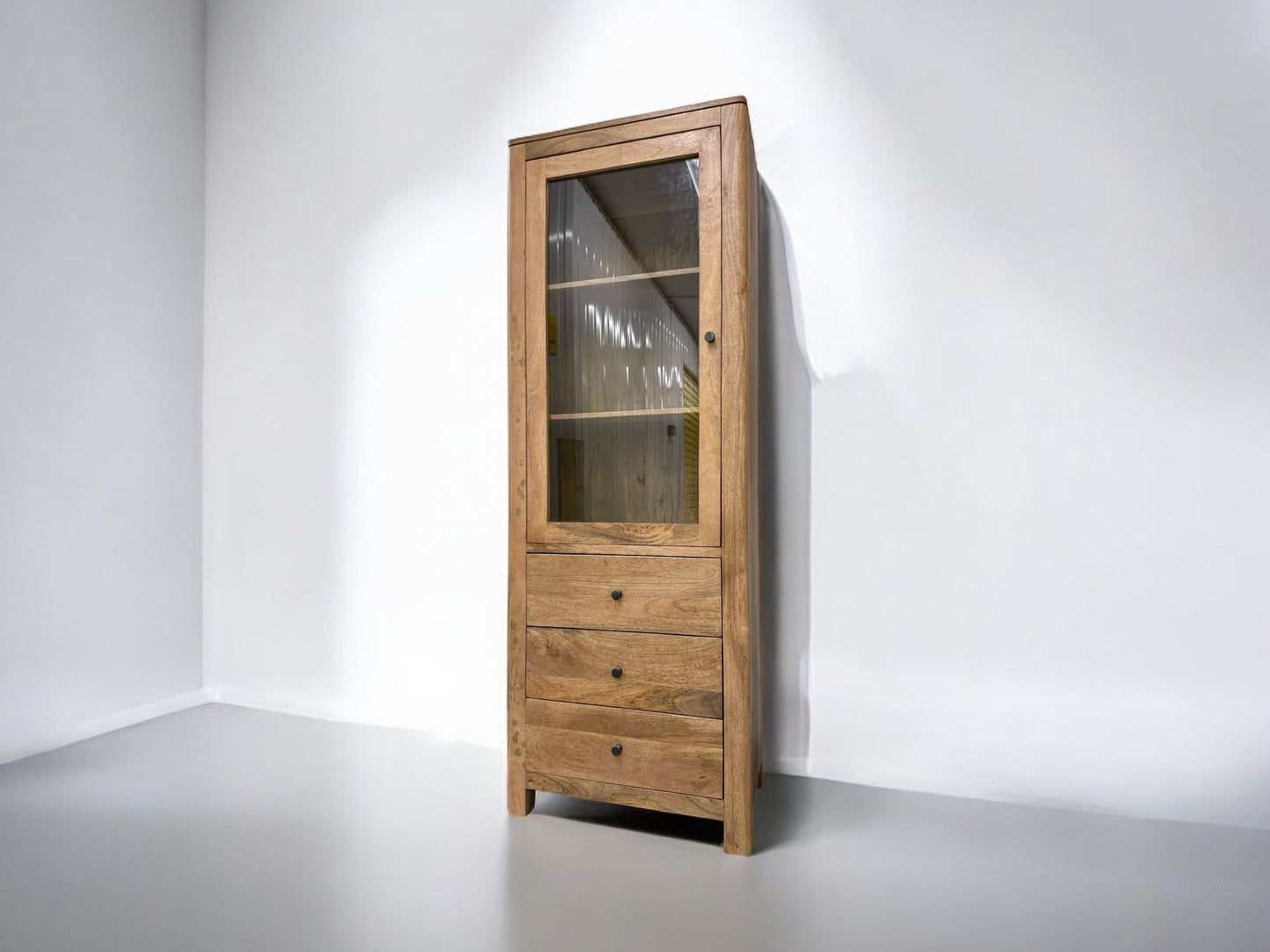 Oak Furnitureland Solid Mango Wood Display Cabinet Lyla Range RRP £679