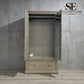Weathered Oak Double Wardrobe with Glass Mirror & Tie Rack Burleigh Range From Oak Furnitureland RRP £1099