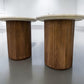 Solid Mango Wood Fluted Base & White Marble Top Side Tables