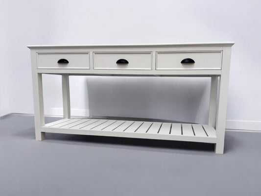 Solid Wood Frame & Warm White Painted Large Console Table RRP £499