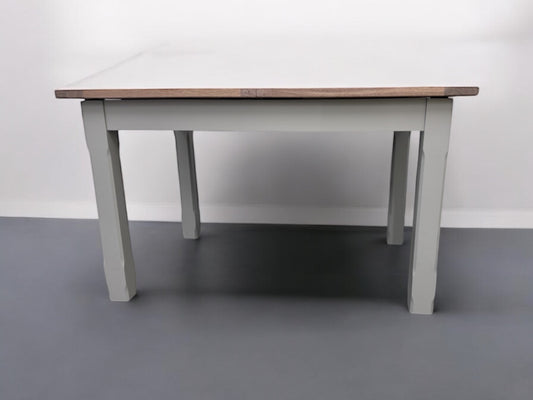 White Wax Finished Oak Top & Grey Painted Extending Dining Table RRP £699