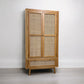 Solid Oak & Rattan Double Wardrobe RRP £1199 (No Veneer, MDF or Chipboard Used)