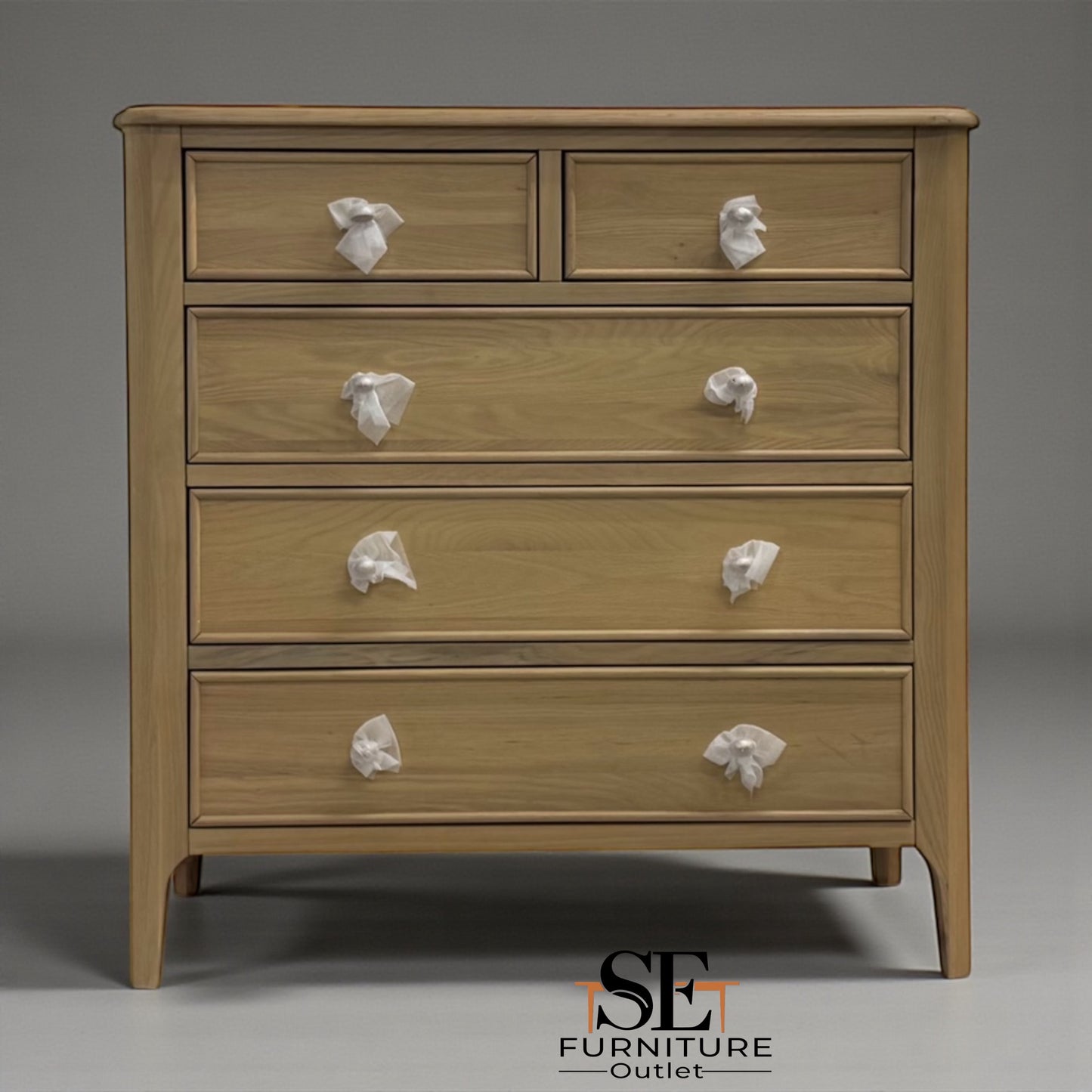 Light Natural Solid Oak 5 Drawer Chest, Newton Range From Oak Furnitureland RRP £599