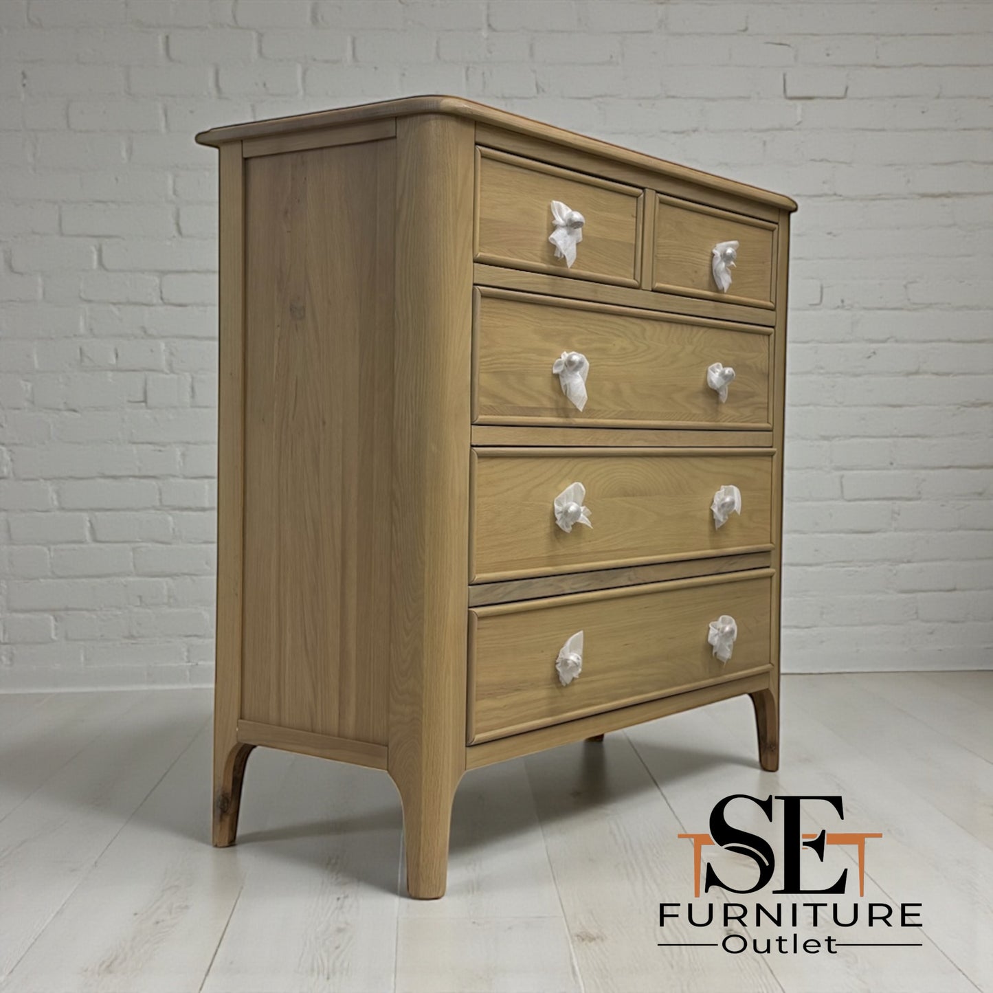 Light Natural Solid Oak 5 Drawer Chest, Newton Range From Oak Furnitureland RRP £599