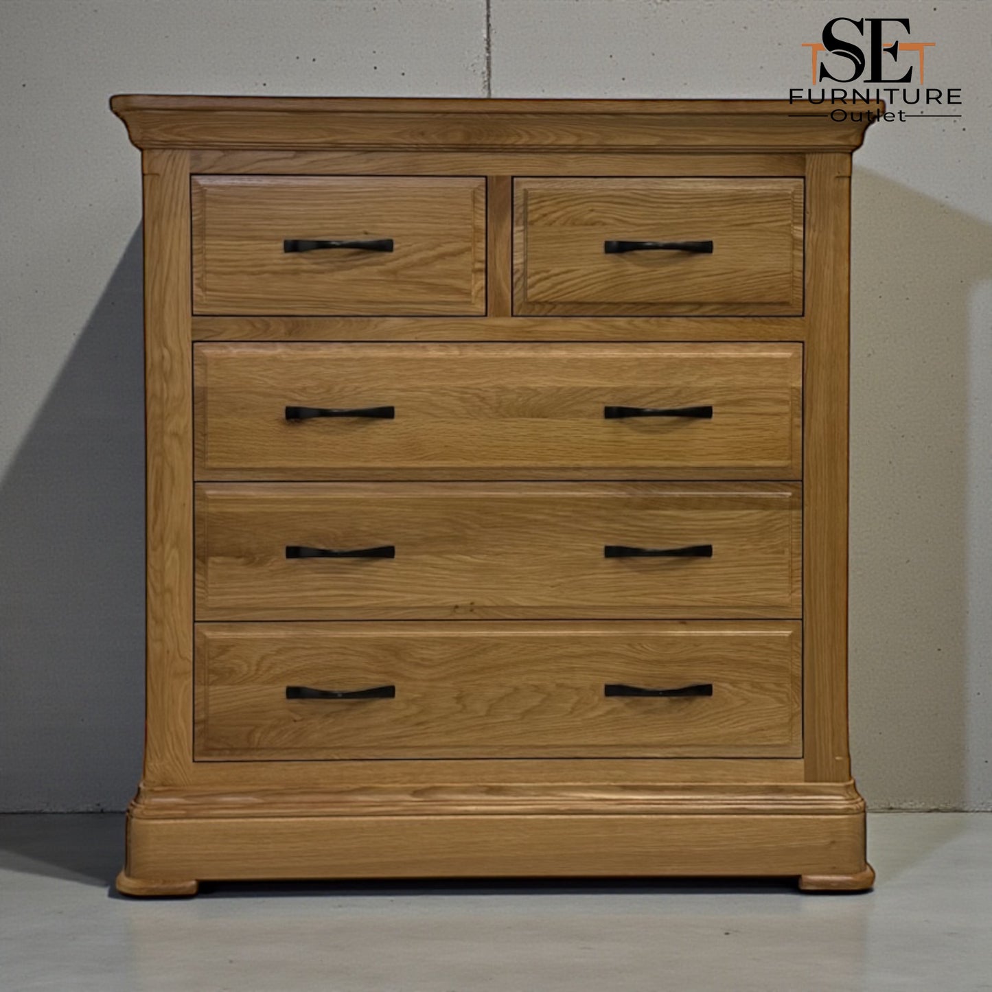 Natural Solid Oak 5 Drawer Chest, Canterbury Range From Oak Furnitureland RRP £599
