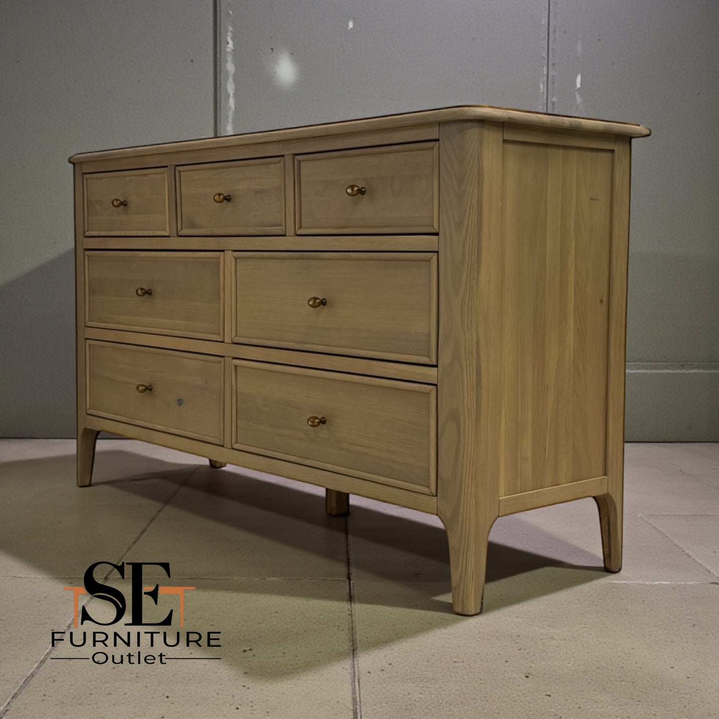 Light Natural Solid Oak 7 Drawer Chest, Newton Range From Oak Furnitureland RRP £679