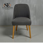 Set of 6 Grey Fabric & Oak Leg Dining Chairs from Oak Furnitureland
