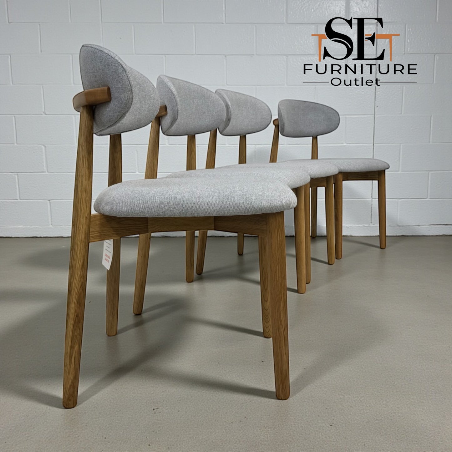 Set of 4 Natural Oak Dining Chairs in Cloud Grey, Otis Range From Oak Furnitureland RRP £260 Each
