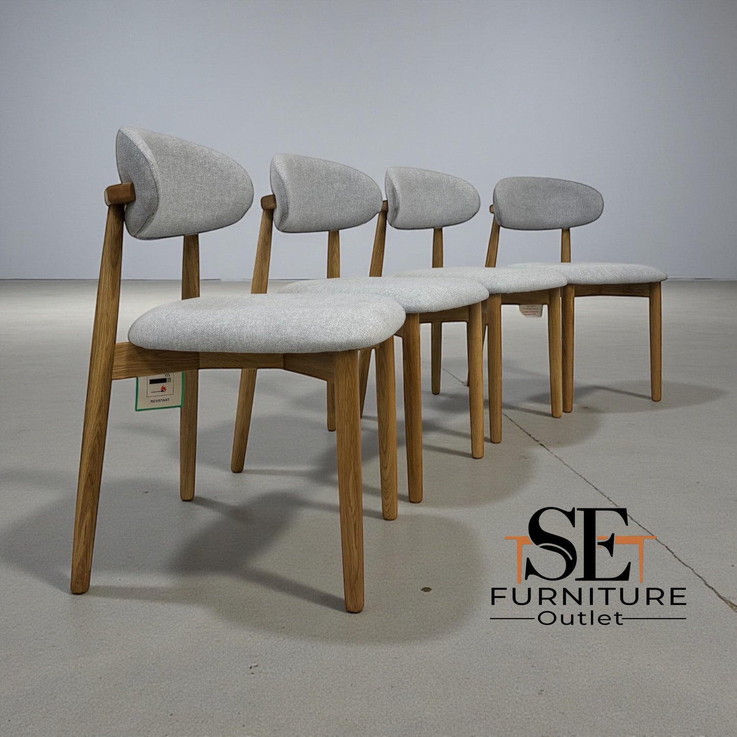 Set of 4 Natural Oak Dining Chairs in Cloud Grey, Otis Range From Oak Furnitureland RRP £260 Each