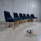 Set of 6 Natural Oak Legs in Midnight Velvet Dining Chairs, from Oak Furnitureland RRP £260 each