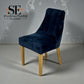 Set of 6 Natural Oak Legs in Midnight Velvet Dining Chairs, from Oak Furnitureland RRP £260 each
