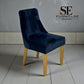 Set of 6 Natural Oak Legs in Midnight Velvet Dining Chairs, from Oak Furnitureland RRP £260 each