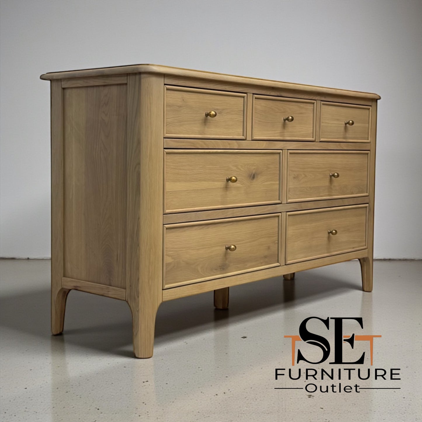 Light Natural Solid Oak 7 Drawer Chest, Newton Range From Oak Furnitureland RRP £679