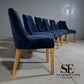 Set of 6 Natural Oak Legs in Midnight Velvet Dining Chairs, from Oak Furnitureland RRP £260 each