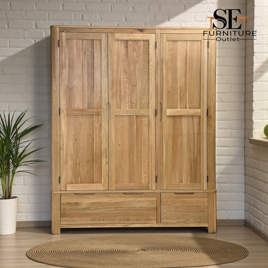 Natural Solid Oak Triple Wardrobe Romsey Range From Oak Furnitureland RRP £1599